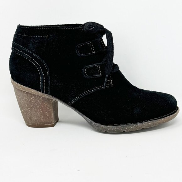 Clarks Unstructured Womens Black Suede Leather Lace up Booties Size 9 - Picture 1 of 10